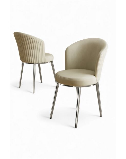 Set von 2 Stühlen Risa creme Chrome - L. 45 cm x H. 87 cm x T. 41 cm