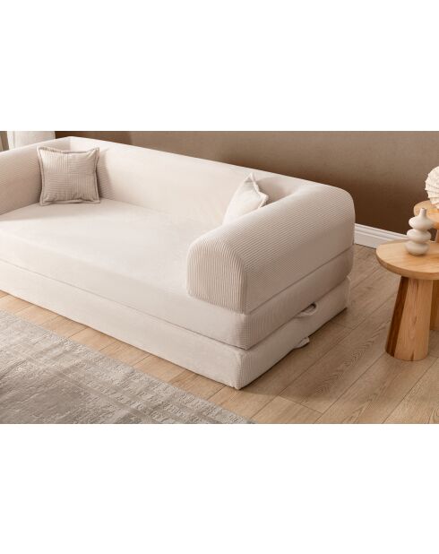 Divano letto a 3 posti color crema - l. 190 cm x P. 90 cm x H. 36 cm