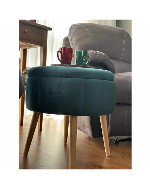 Pouf Berlin Babyface émeraude - D. 45 cm x 3 cm x H . 24.5 cm