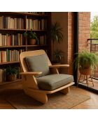 Fauteuil Élégant bois naturel kaki - l . 55 cm x H. 60 cm x P. 55 cm