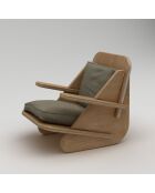 Fauteuil Élégant bois naturel kaki - l . 55 cm x H. 60 cm x P. 55 cm