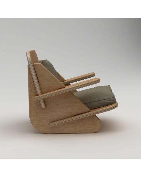 Fauteuil Élégant bois naturel kaki - l . 55 cm x H. 60 cm x P. 55 cm