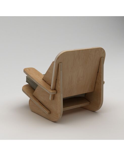 Fauteuil Élégant bois naturel kaki - l . 55 cm x H. 60 cm x P. 55 cm
