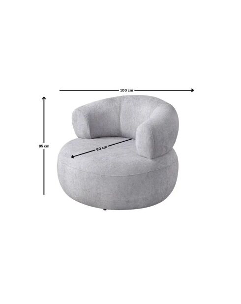 Fauteuil Rome gris - L. 100 cm x H . 85 cm x P. 90 cm