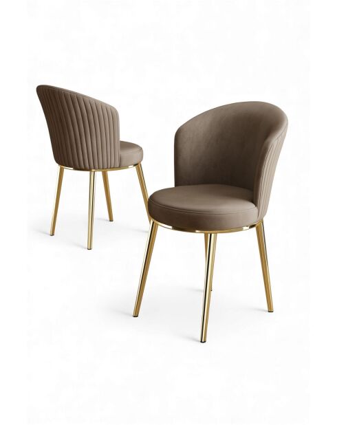 Juego de 2 sillas Risa Cappuccino doradas, 45 cm de largo x 87 cm de alto x 41 cm de profundidad