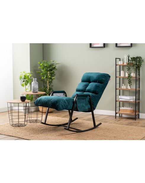 Fauteuil à bascule Lena Single vert pétrole - l. 60 cm x P. 60 cm x P. 35 cm