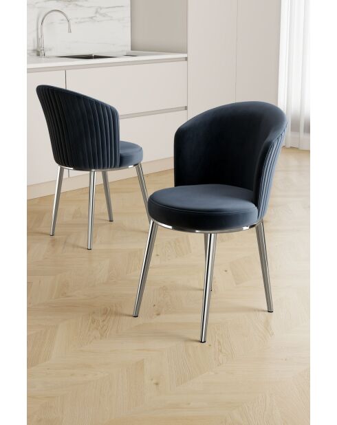 Set von 2 Stühlen Risa Anthrazit chrom - L. 45 cm x H. 87 cm x T. 41 cm