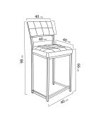 Tabouret de bar Rétro anthracite - l.40 cm x H. 98 cm x P. 40 cm