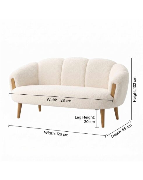 White Star 2-Sitzer-Sofa, B 128 cm x H 102 cm x T 65 cm