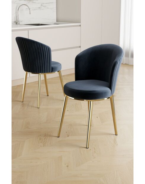 Set von 2 Stühlen Risa Anthrazitgold - L. 45 cm x H. 87 cm x T. 41 cm