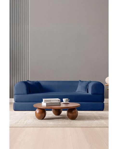 Marineblaues 3-Sitzer-Schlafsofa - L. 190 cm x T. 90 cm x H. 36 cm
