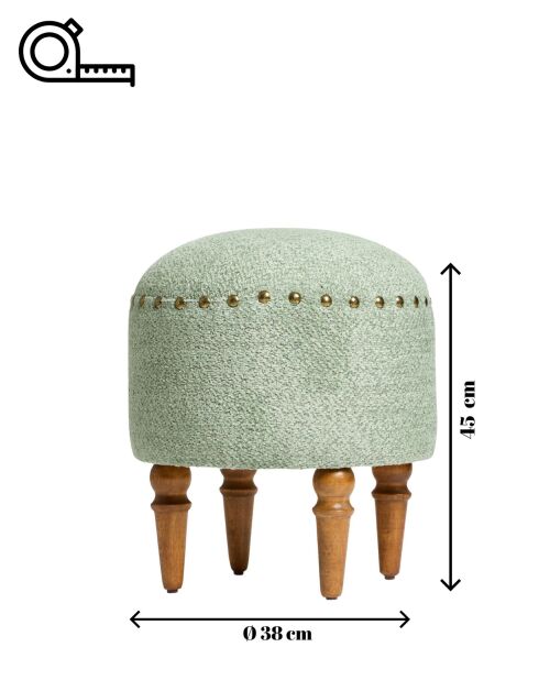 Saga Matcha Poef Noten/Hazelnoot - L.38 cm x H. 48 cm x D. 38 cm
