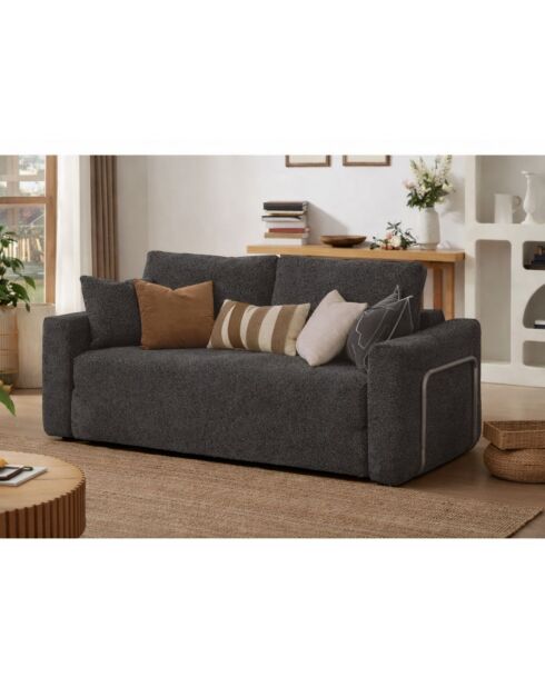 Divano letto a 2 posti Wello antracite - L.160 cm x P. 70 cm x H 35 cm