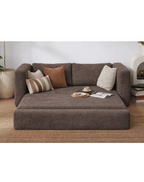 Sofá cama Wello marrón de 2 plazas, 160 cm de largo x 70 cm de profundidad x 35 cm de alto