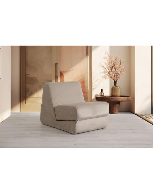 Divano letto convertibile Origami a 1 posto crema lucida - L. 70 cm x L. 100 cm x H. 70 cm