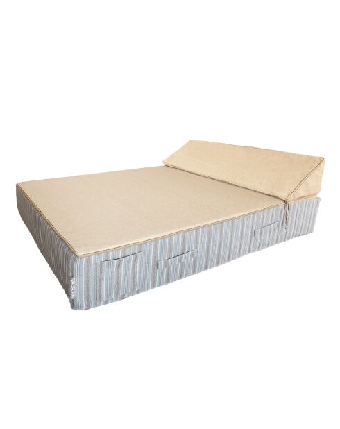 Letto a 2 posti con poggiatesta in rafia beige B2 - 160x180x26cm