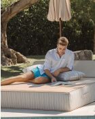 Cama de 2 plazas con reposacabezas de rafia beige B2 - 160x180x26cm
