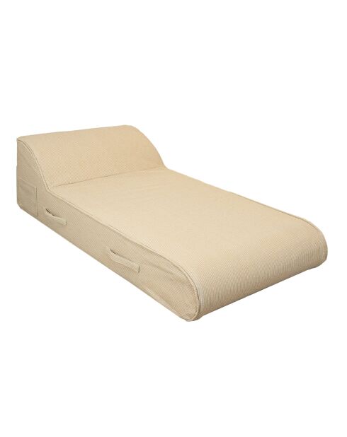 Einzelbett mit integrierter Kopfstütze, beiger Bast (klassischer Schaumstoff), B1-BR, 80 x 180 x 26 cm