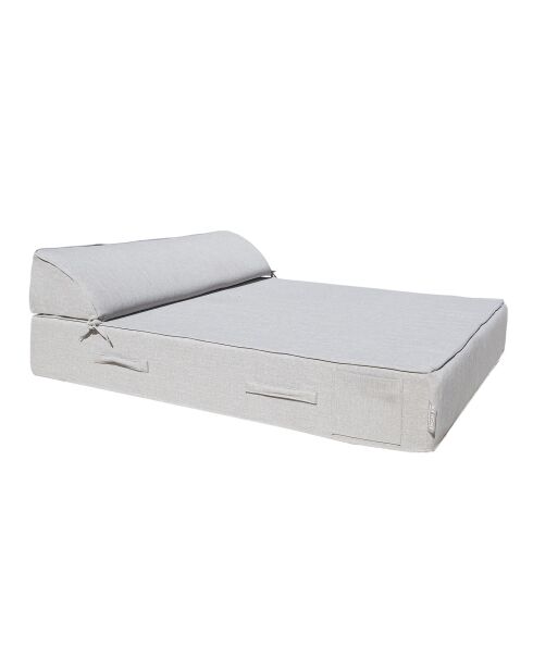 Letto a 2 posti con poggiatesta in lino grigio BLG2 - 160x180x26cm