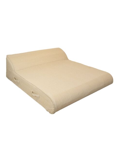 Letto a 2 posti con poggiatesta integrato in rafia beige (schiuma classica) B2-BR - 160x180x26cm