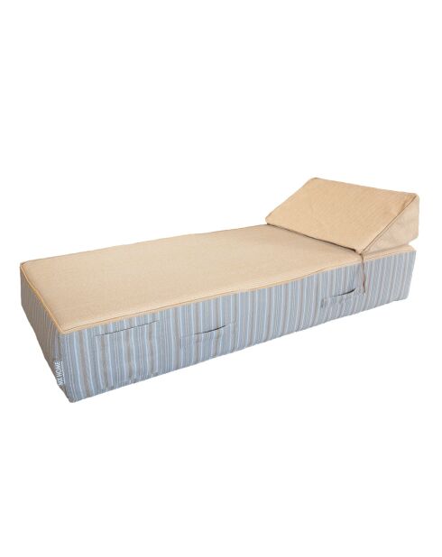 Einzelbett mit beiger Kopfstütze Bast B1 - 80x180x26cm