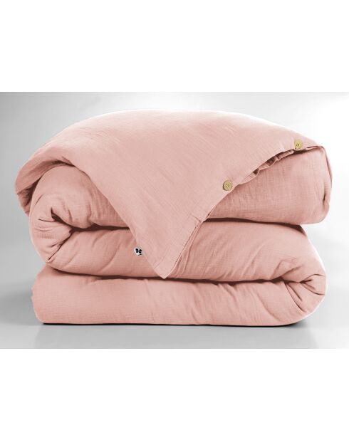 Funda nórdica de gasa de algodón liso rosa Gaia