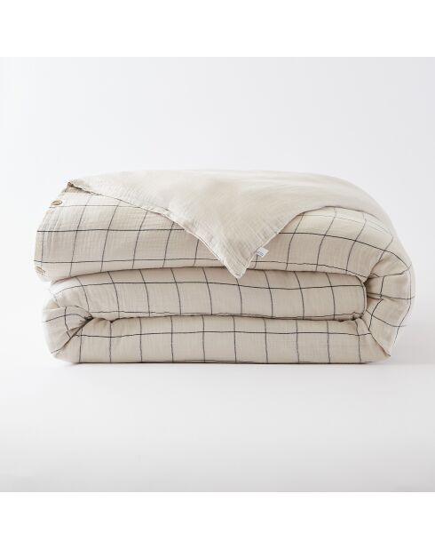 Funda nórdica reversible tejida con gasa de algodón teñida Gaïa Match natural