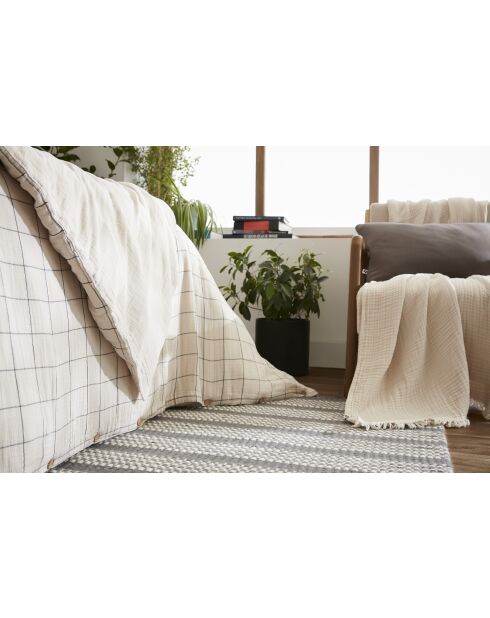 Funda nórdica reversible tejida con gasa de algodón teñida Gaïa Match natural