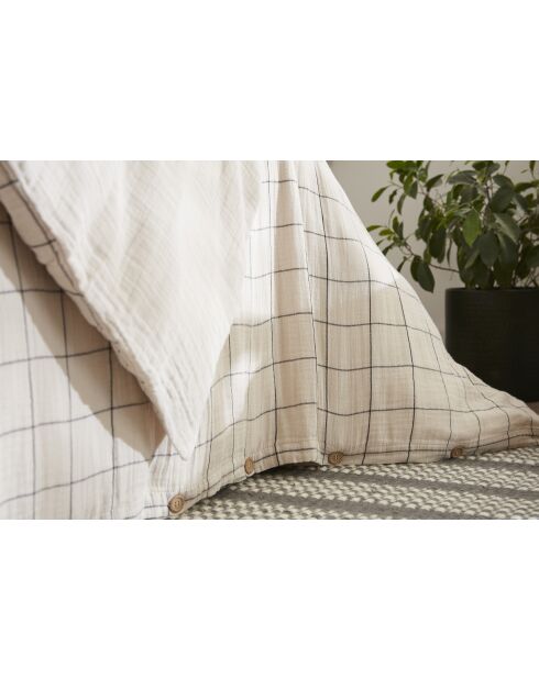 Funda nórdica reversible tejida con gasa de algodón teñida Gaïa Match natural