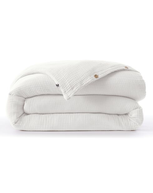 Funda nórdica blanca de gasa de algodón liso