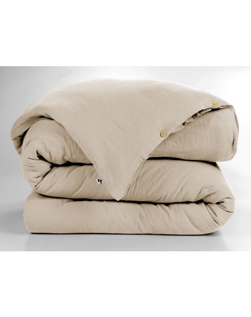 Funda nórdica Gaïa de gasa de algodón liso de color beige oscuro