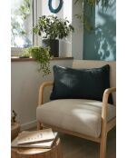 Coussin déhoussable avec passepoil gaze de coton unie Gaia vert foncé - 40 x 60 cm