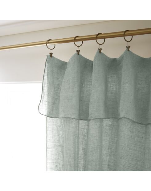 Verstellbarer Vorhang + 8 Clipringe aus gewaschenem Leinen Soline hellblau Soline — 140 x 270 cm