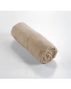 Gaïa, donkerbeige, effen hoeslaken van katoengaas