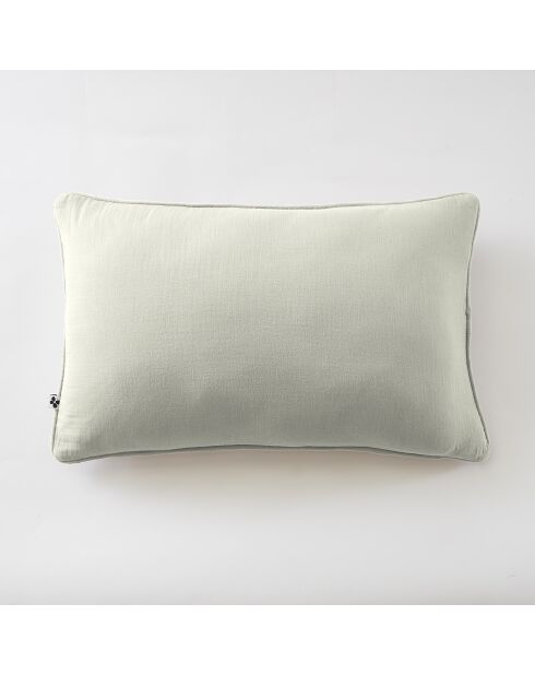 Coussin déhoussable avec passepoil gaze de coton unie Gaïa vert clair - 40 x 60 cm