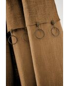 Rideau ajustable + 8 anneaux pince Slub Sixtine marron - 140 x 270 cm