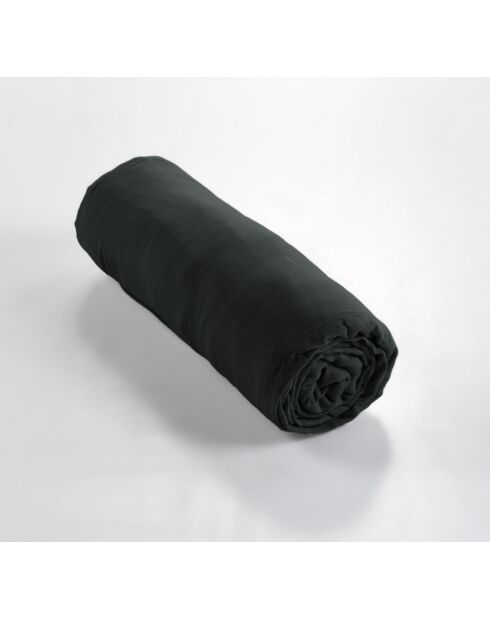 Sábana bajera ajustable de gasa de algodón lisa Gaia verde oscuro