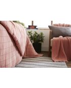 Funda nórdica reversible tejida de gasa de algodón teñida en rosa Gaïa Match