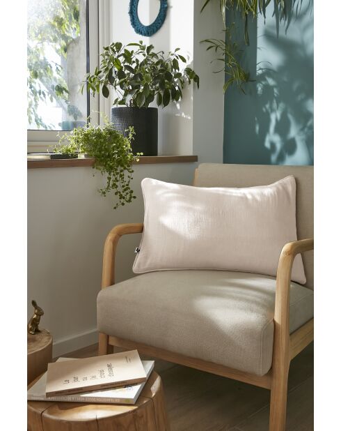 Coussin déhoussable avec passepoil gaze de coton unie Gaïa naturel - 40 x 60 cm