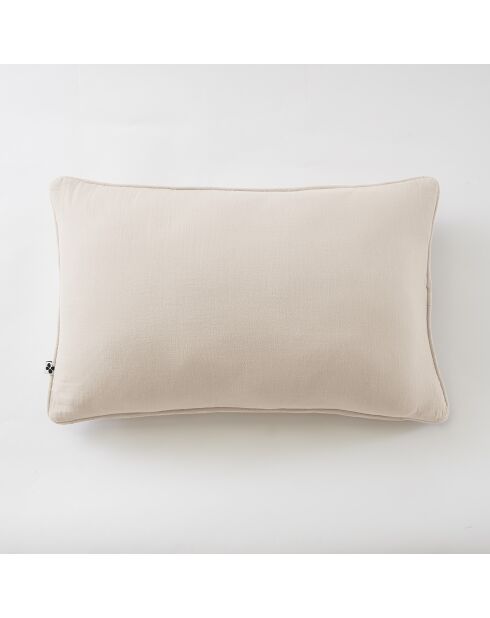 Coussin déhoussable avec passepoil gaze de coton unie Gaïa naturel - 40 x 60 cm