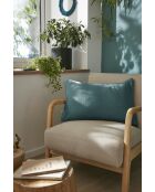 Abnehmbares Kissen mit schlichter Paspelierung aus Baumwollgaze Gaïa blau - 40 x 60 cm