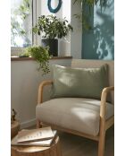 Coussin déhoussable avec passepoil gaze de coton unie Gaïa kaki - 40 x 60 cm