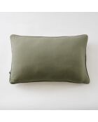 Coussin déhoussable avec passepoil gaze de coton unie Gaïa kaki - 40 x 60 cm