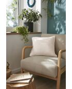 Coussin déhoussable avec passepoil gaze de coton unie Gaïa naturel - 45 x 45 cm
