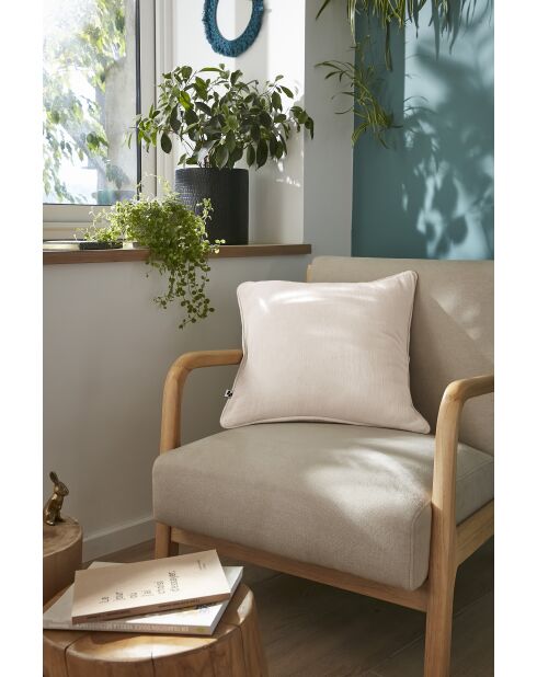 Coussin déhoussable avec passepoil gaze de coton unie Gaïa naturel - 45 x 45 cm