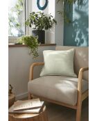 Coussin déhoussable avec passepoil gaze de coton unie Gaïa vert clair - 45 x 45 cm