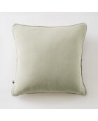 Coussin déhoussable avec passepoil gaze de coton unie Gaïa vert clair - 45 x 45 cm