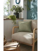 Coussin déhoussable avec passepoil gaze de coton unie Gaïa kaki - 45 x 45 cm
