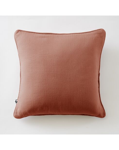 Cuscino rimovibile con bordino in garza di cotone tinta unita Gaïa arancione - 45 x 45 cm