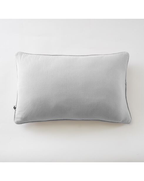 Abnehmbares Kissen mit schlichter Paspelierung aus Baumwollgaze Gaïa grau - 40 x 60 cm